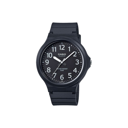 ADULTS PLAIN BLACK ANALOGUE DIAL WATCH WITH BLACK PLASTIC/RESIN STRAP
