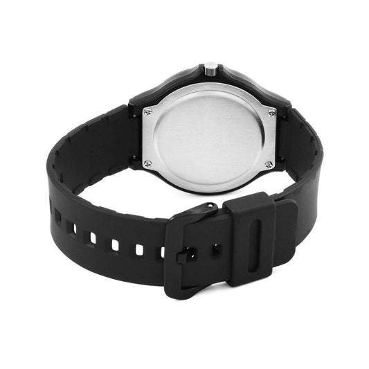 ADULTS PLAIN BLACK ANALOGUE DIAL WATCH WITH BLACK PLASTIC/RESIN STRAP