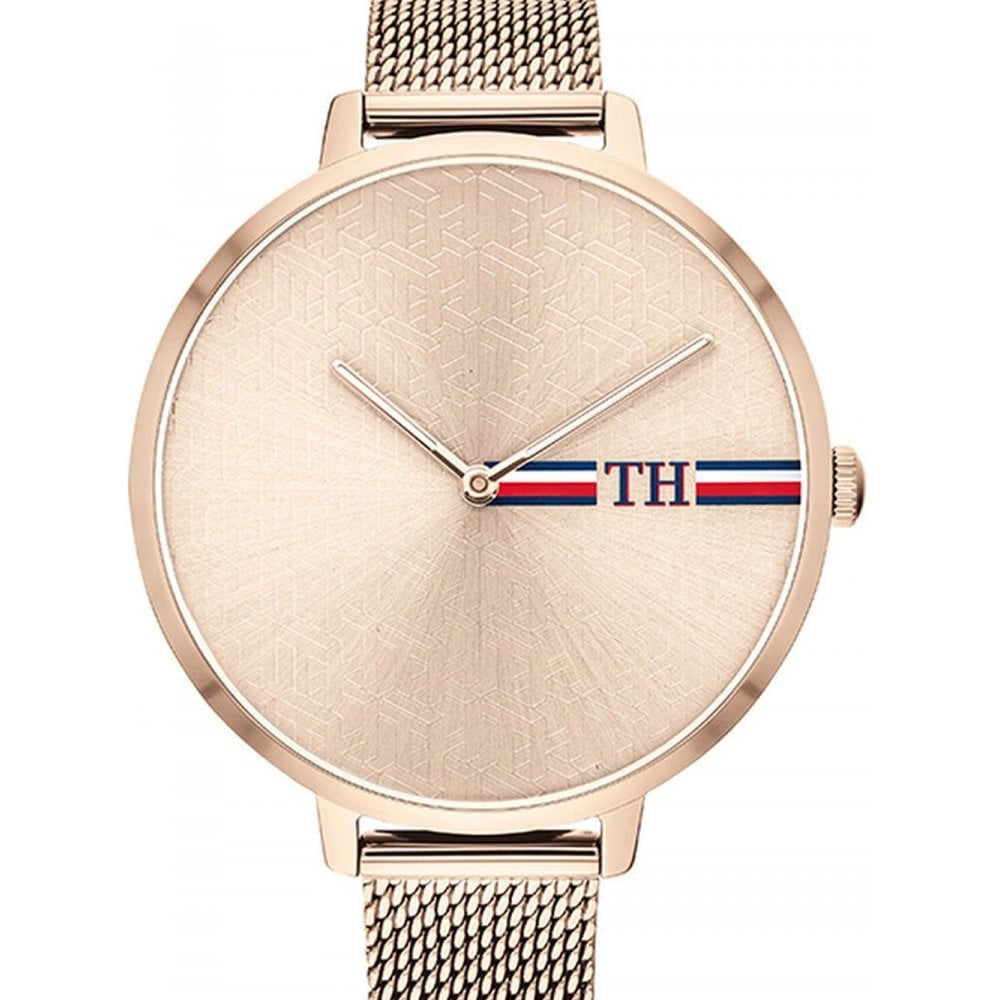 ALEXA ROSE GOLD STAINLESS STEEL SLEEK MESH BRACELET WATCH WITH ROSE DIAL