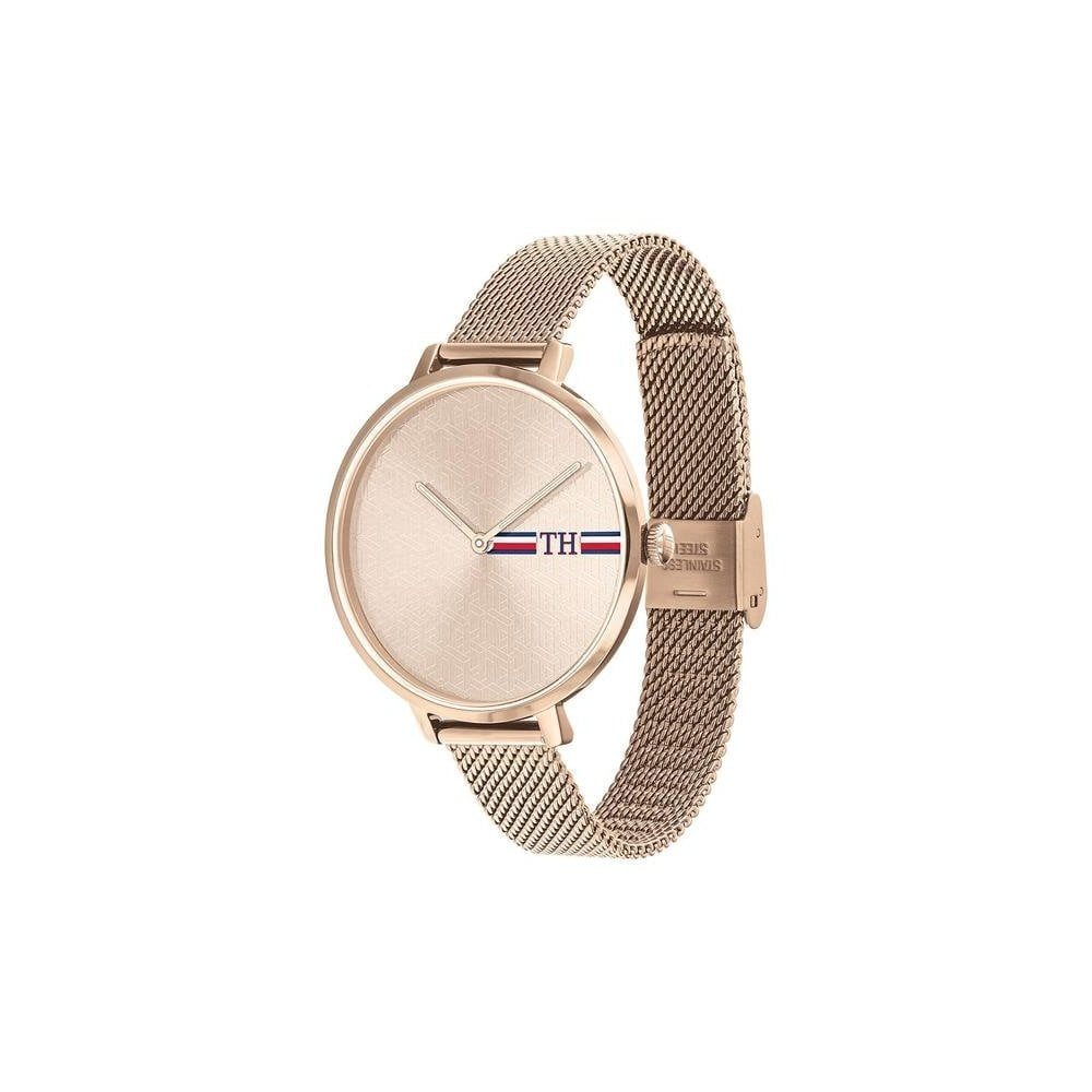 ALEXA ROSE GOLD STAINLESS STEEL SLEEK MESH BRACELET WATCH WITH ROSE DIAL