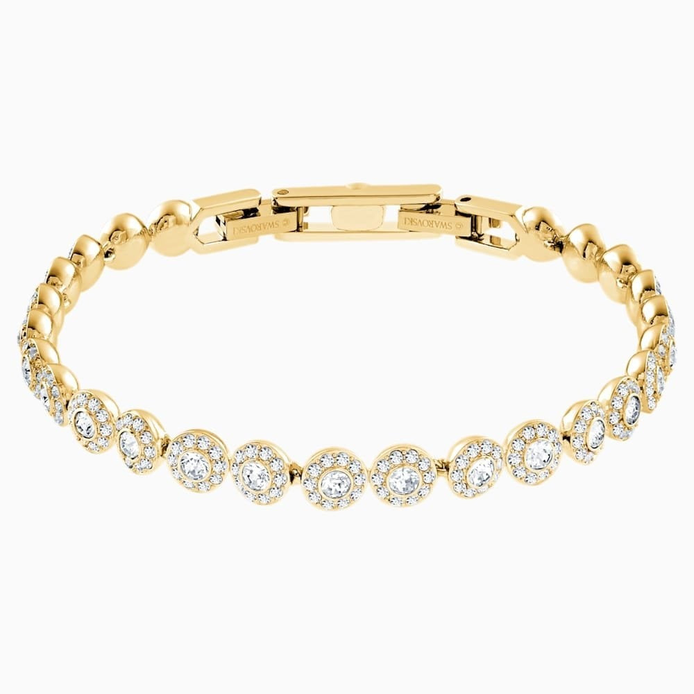ANGELIC BRACELET, ROUND WHITE SWAROVSKI CRYSTALS, GOLD-TONE PLATED