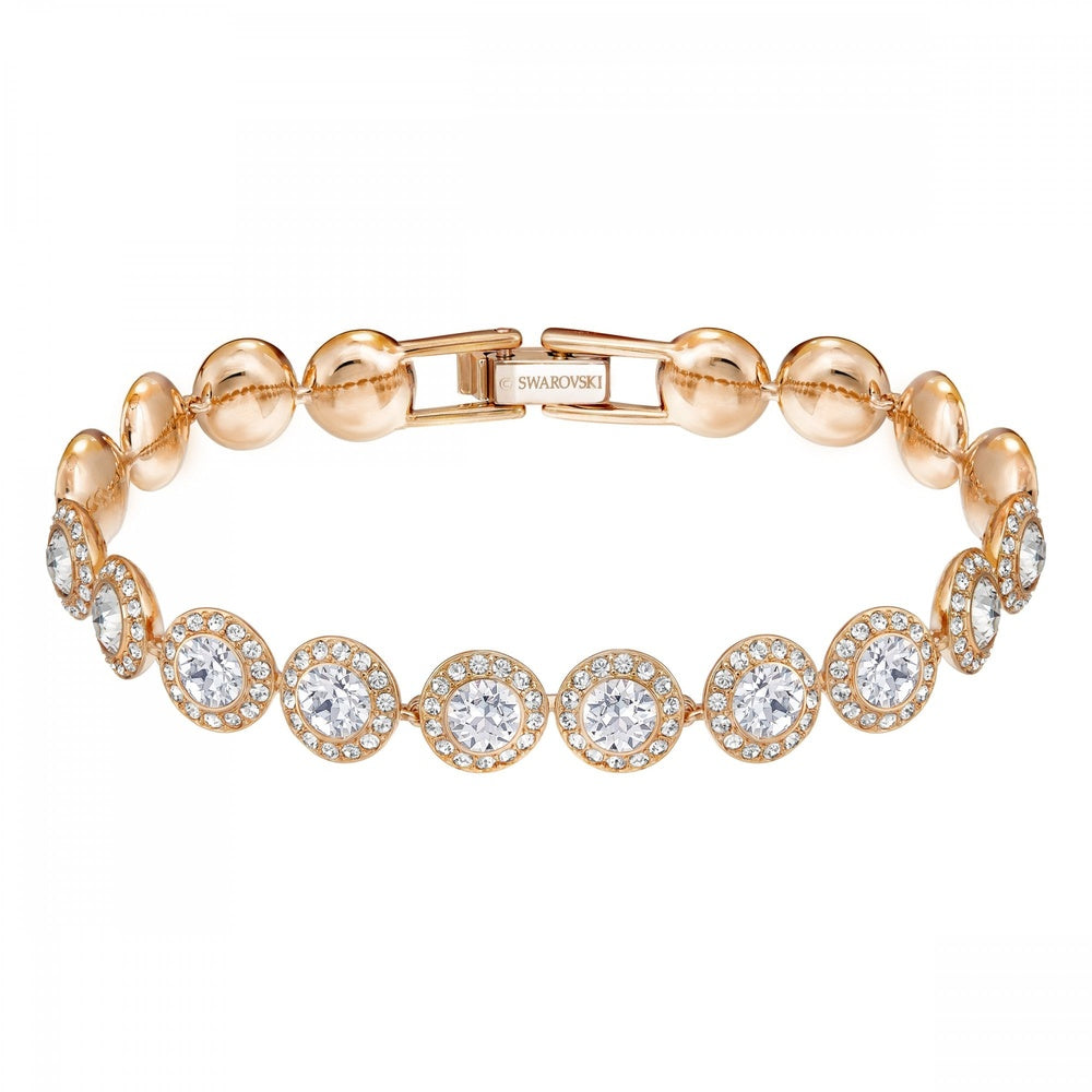 ANGELIC BRACELET, ROUND WHITE SWAROVSKI CRYSTALS, ROSE-GOLD TONE PLATED