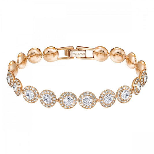 ANGELIC BRACELET, ROUND WHITE SWAROVSKI CRYSTALS, ROSE-GOLD TONE PLATED