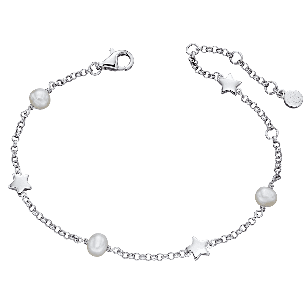 ANJA PEARL AND STAR STERLING SILVER BRACELET