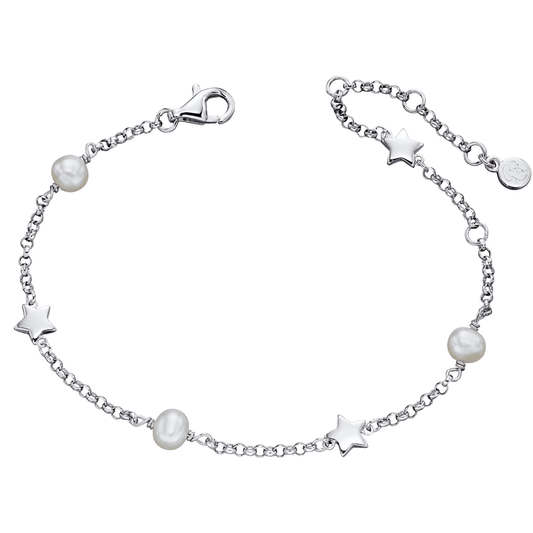 ANJA PEARL AND STAR STERLING SILVER BRACELET