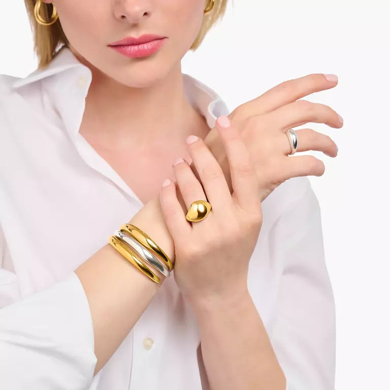 THOMAS SABO GOLD ON SIL CHUNKY CUFF BANGLE