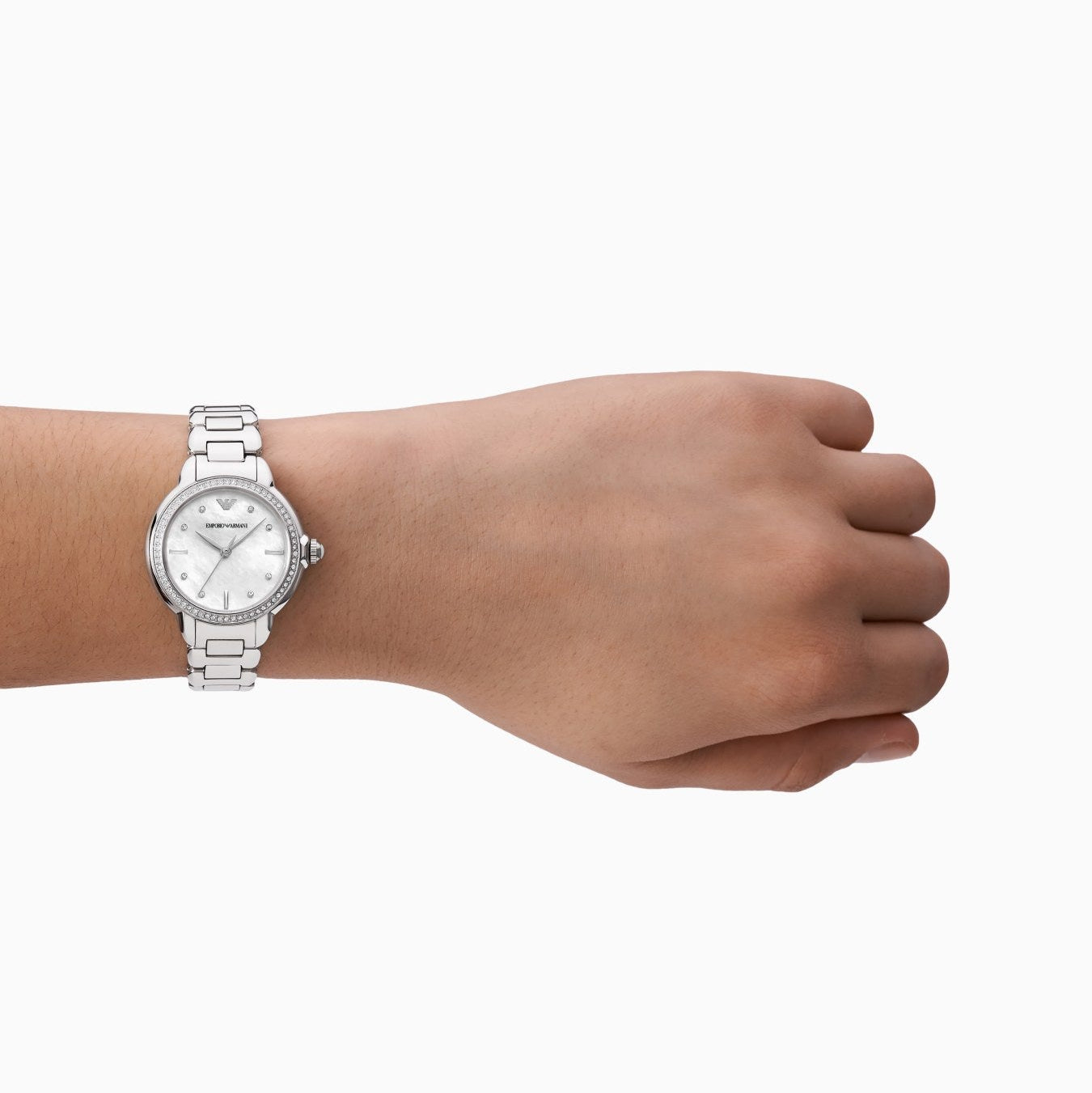 ARMANI MIA 32MM MOTHER OF PEARL DIAL LADIES STAINLESS STEEL WATCH