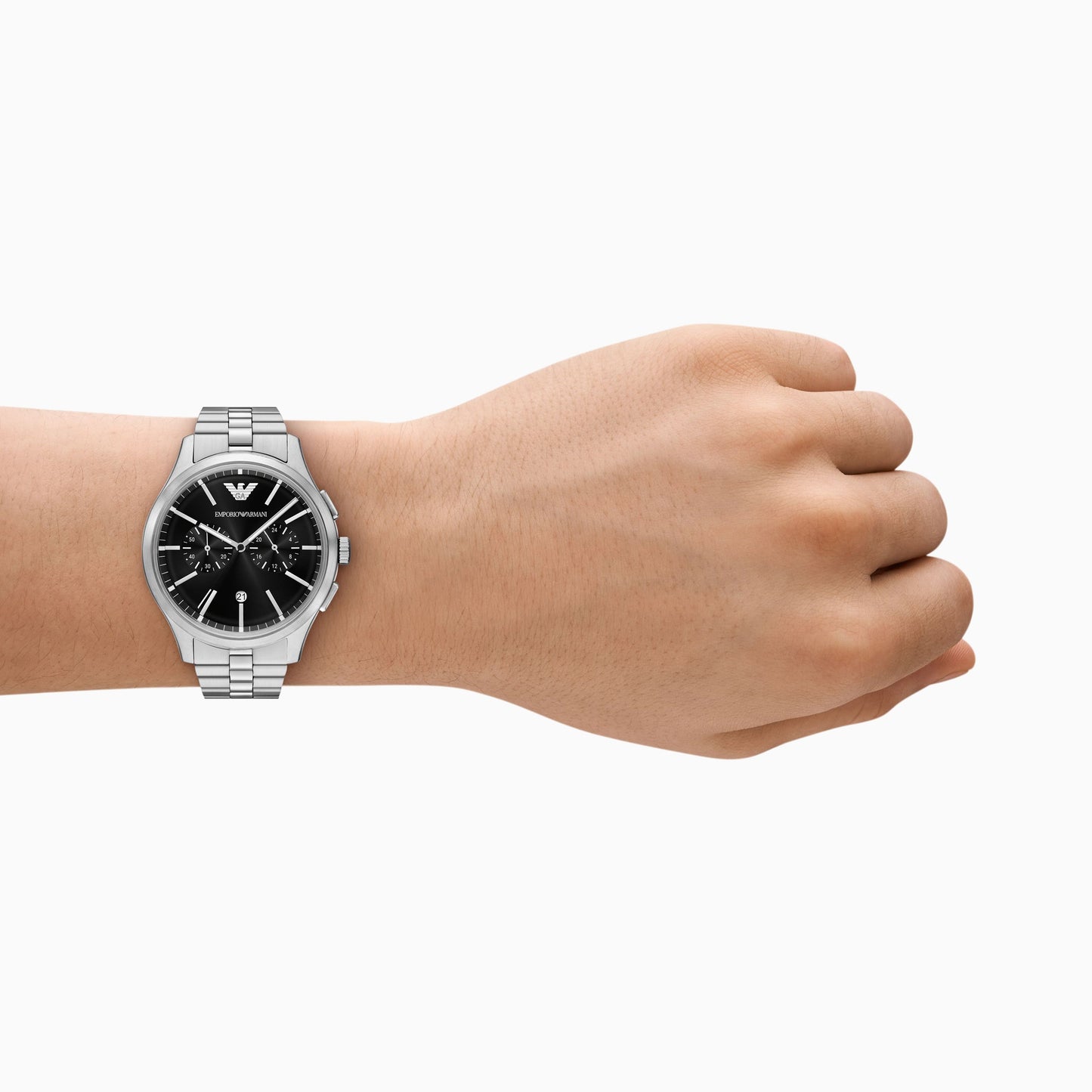 ARMANI DARIO BLACK DIAL GENTS STAINLESS STEEL WATCH