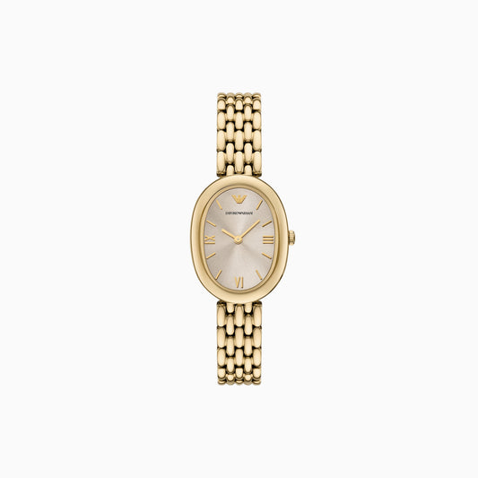 ARMANI LADIES OVAL GOLD STAINLESS STEEL WATCH