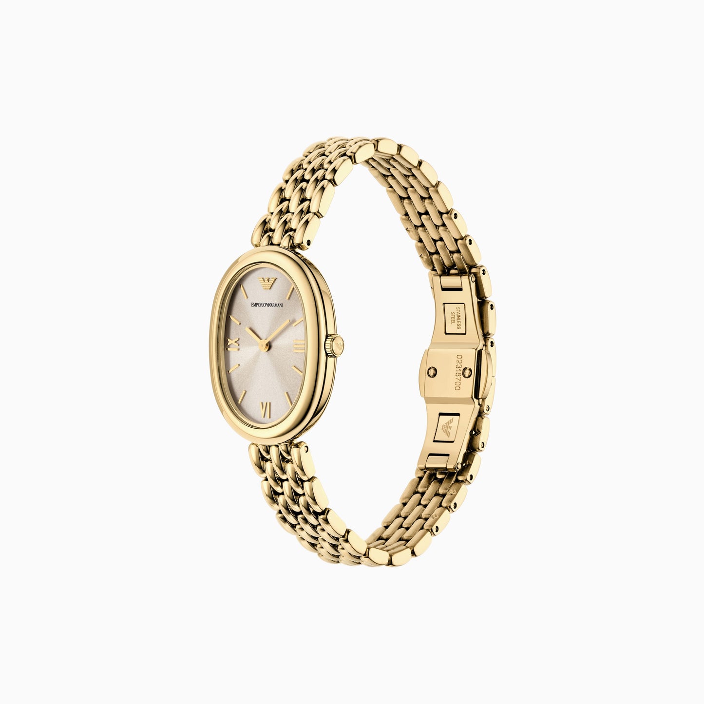 ARMANI LADIES OVAL GOLD STAINLESS STEEL WATCH