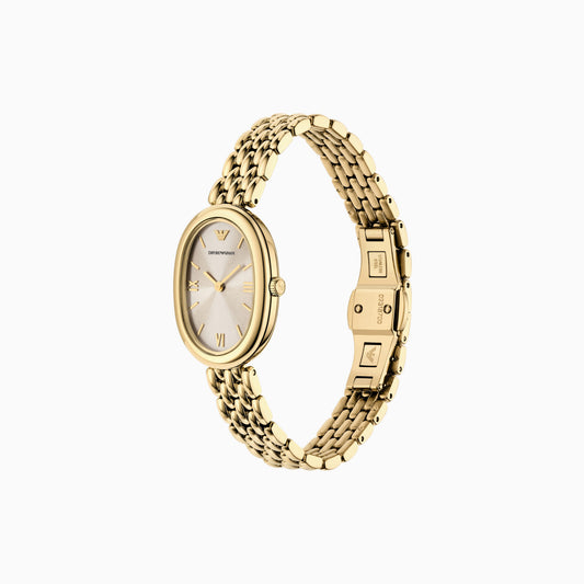 ARMANI LADIES OVAL GOLD STAINLESS STEEL WATCH