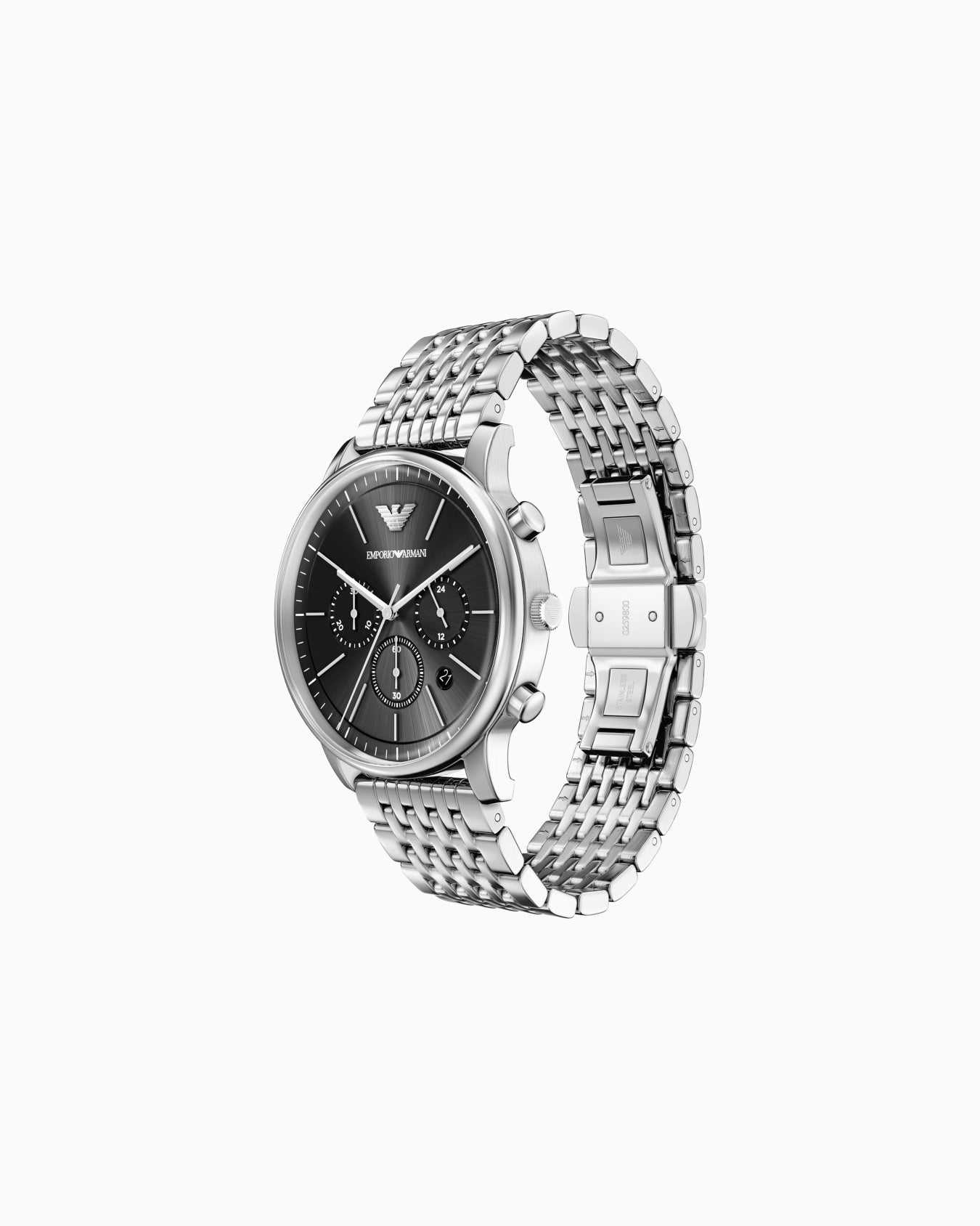 ARMANI BLACK CHRONO DIAL GENTS STAINLESS STEEL WATCH