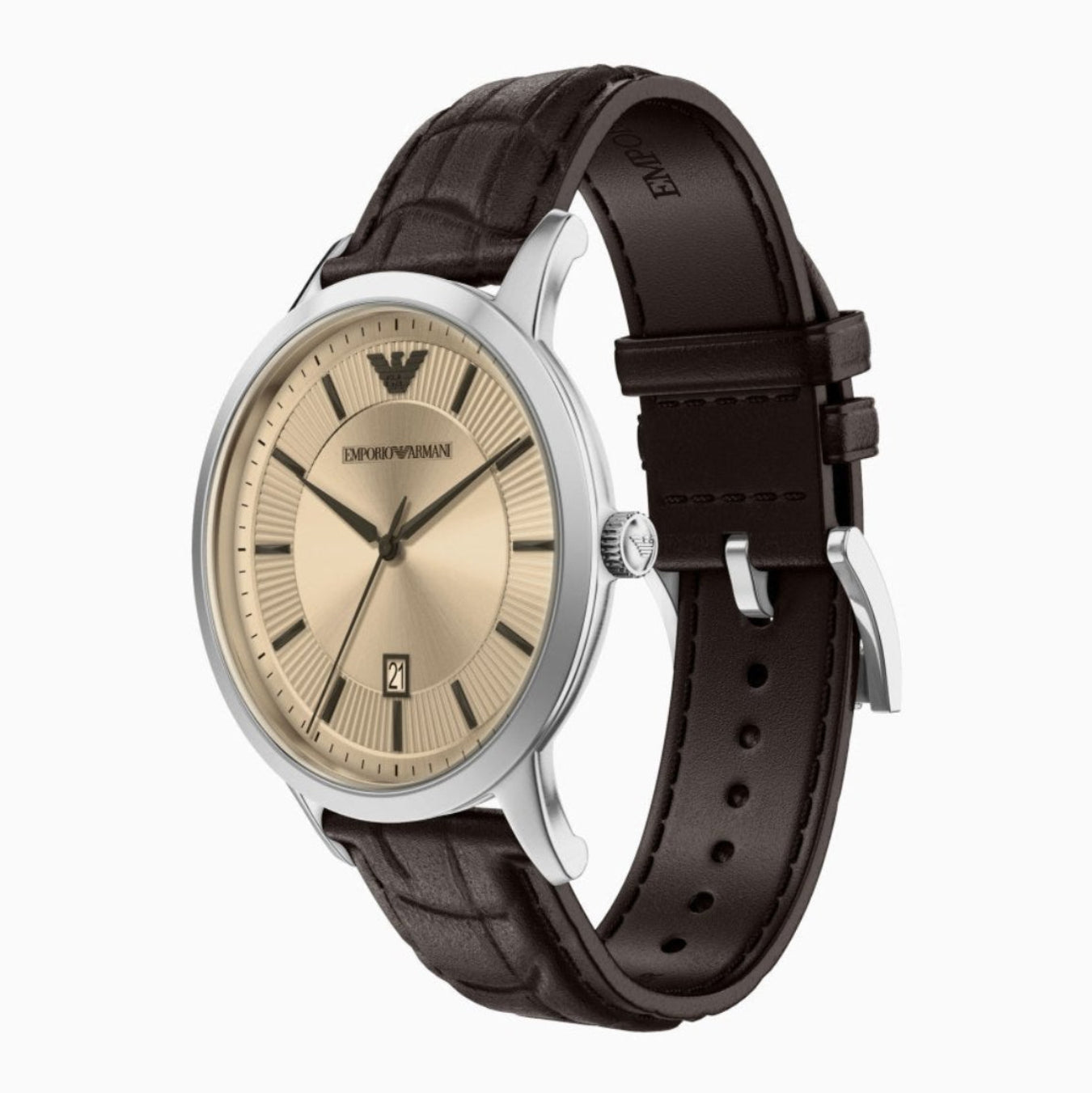 ARMANI ARCHETIPO BRONZE DIAL GENTS BROWN LEATHER  WATCH