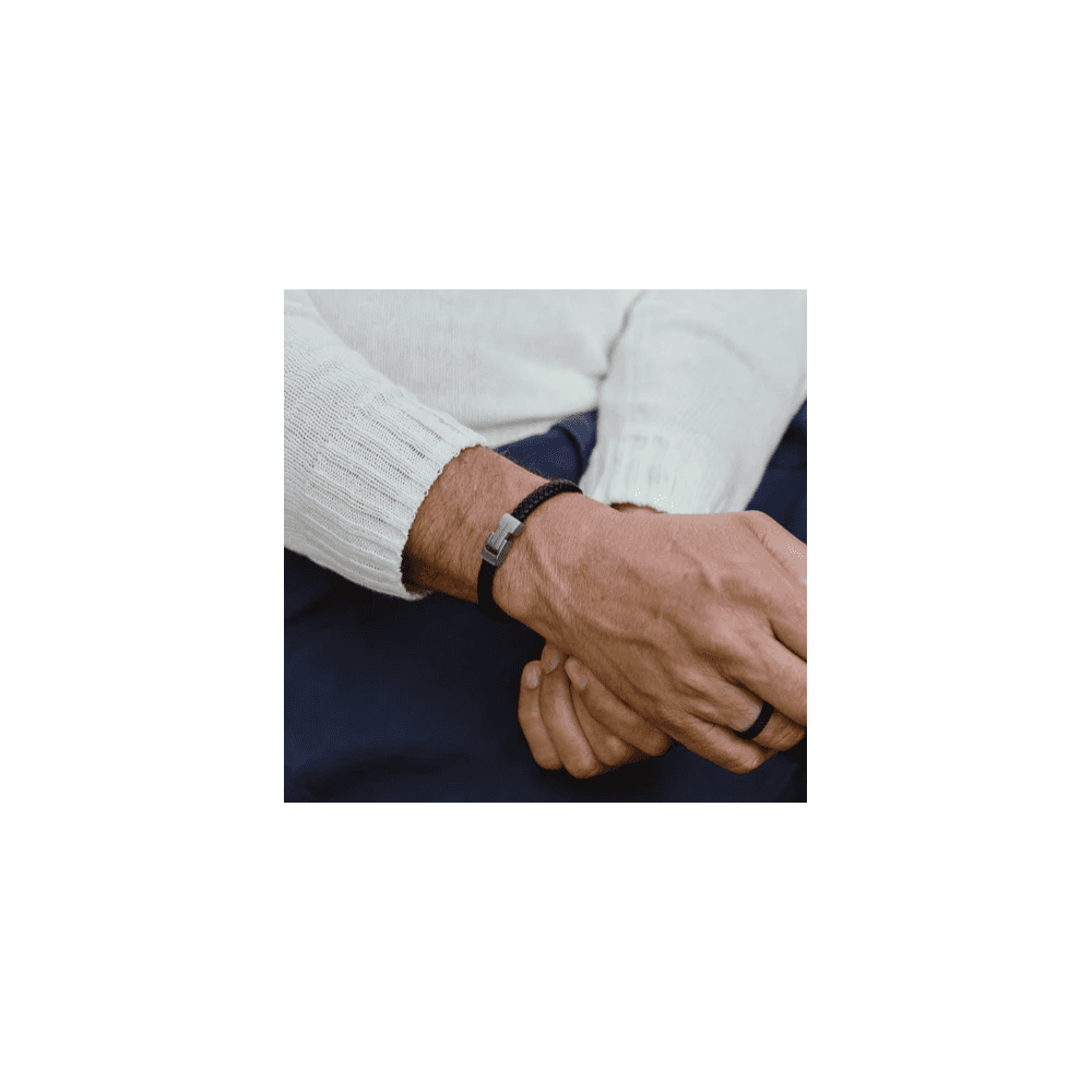 ARCHIE BLACK LEATHER BRACELET
