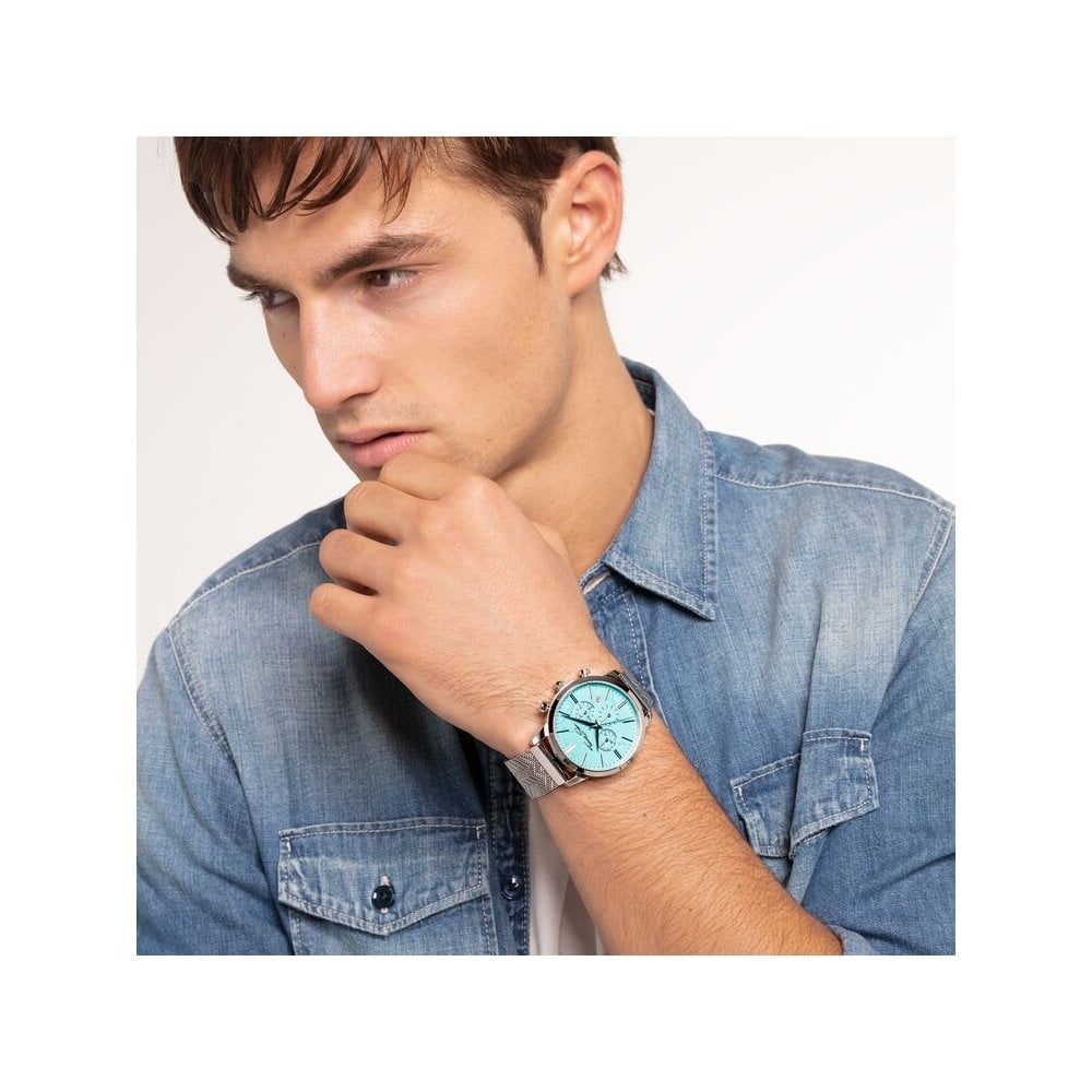 ARIZONA SPIRIT STAINLESS STEEL CHRONOGRAPH WATCH WITH TURQUOISE DIAL