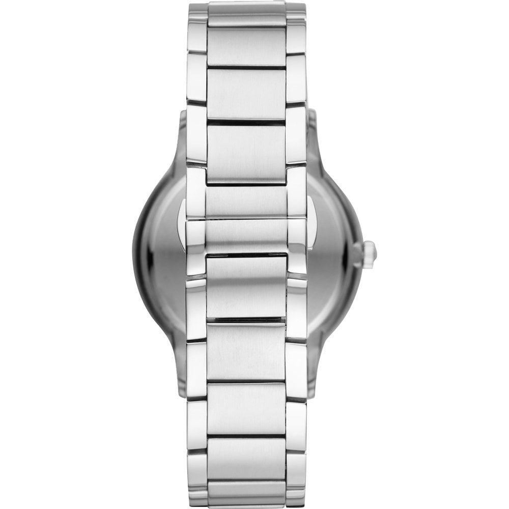 ARMANI RENATO STAINLESS STEEL BRACELET QUARTZ WATCH WITH BLACK DIAL
