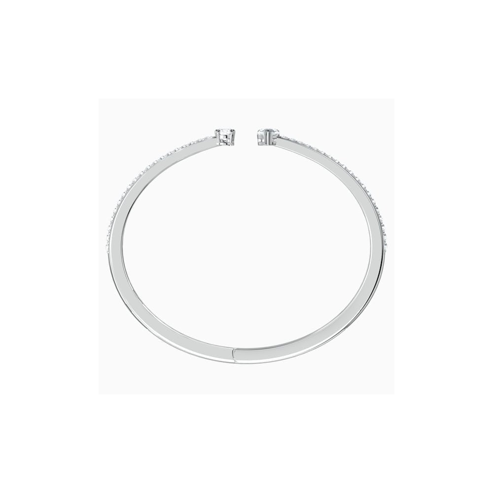 ATTRACT RHODIUM FINISHED CUFF BANGLE WITH WHITE CRYSTALS