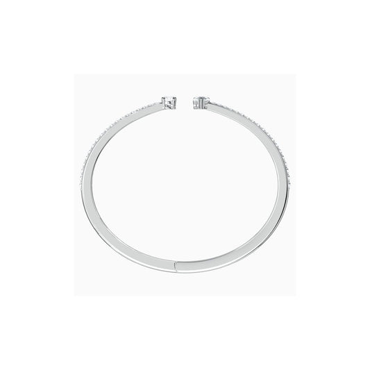 ATTRACT RHODIUM FINISHED CUFF BANGLE WITH WHITE CRYSTALS