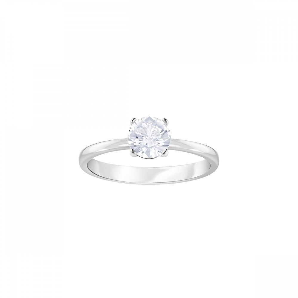 ATTRACT ROUND CLASSIC RING - WHITE WITH RHODIUM PLATING