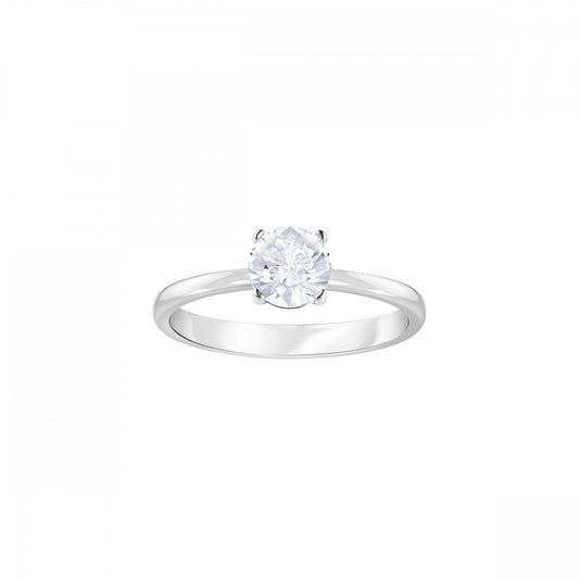 ATTRACT ROUND CLASSIC RING - WHITE WITH RHODIUM PLATING