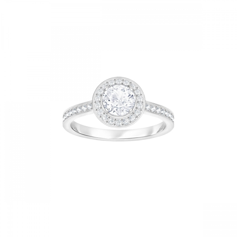 ATTRACT ROUND RING, WHITE, RHODIUM PLATED