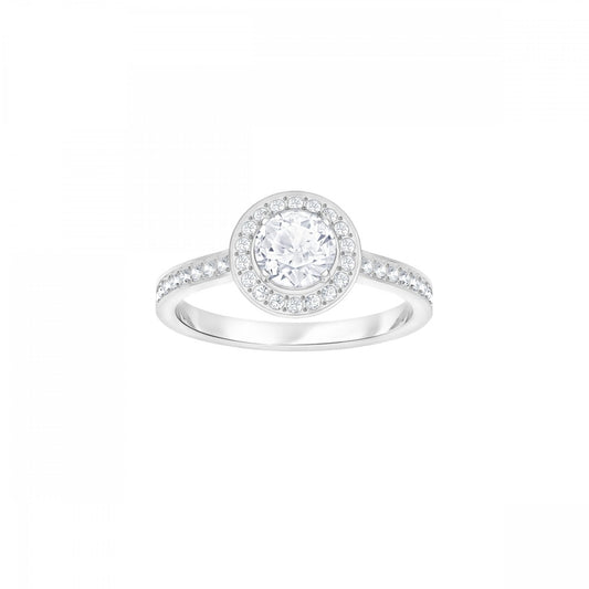 ATTRACT ROUND RING, WHITE, RHODIUM PLATED