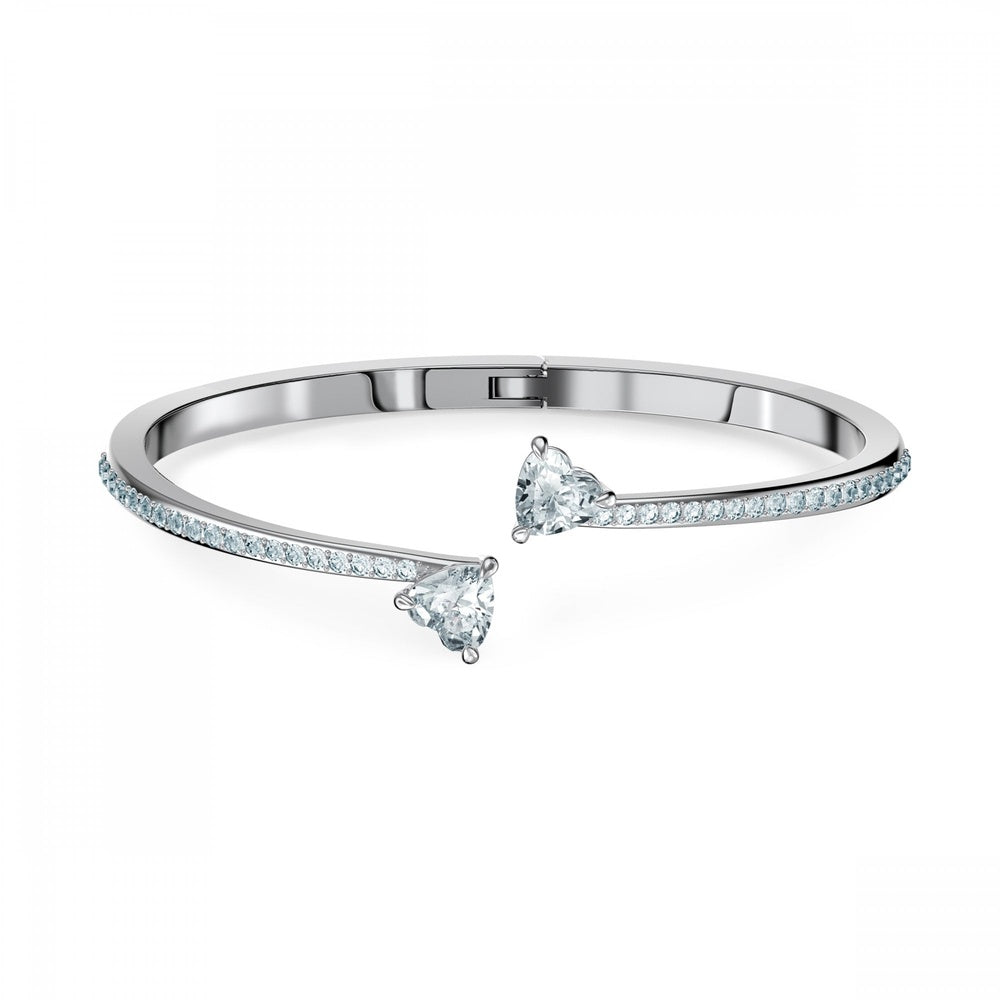 ATTRACT SOUL HEART BANGLE, WHITE SWAROVSKI CRYSTALS, RHODIUM PLATED