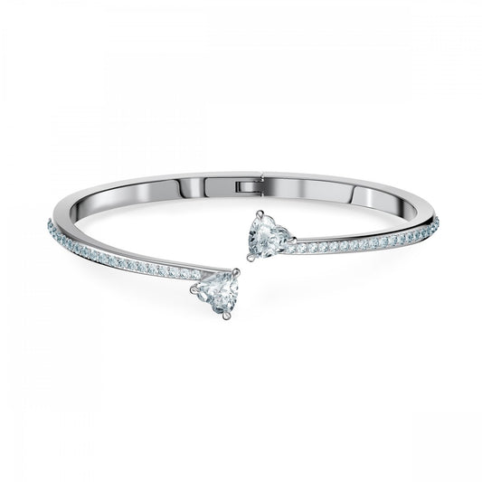 ATTRACT SOUL HEART BANGLE, WHITE SWAROVSKI CRYSTALS, RHODIUM PLATED