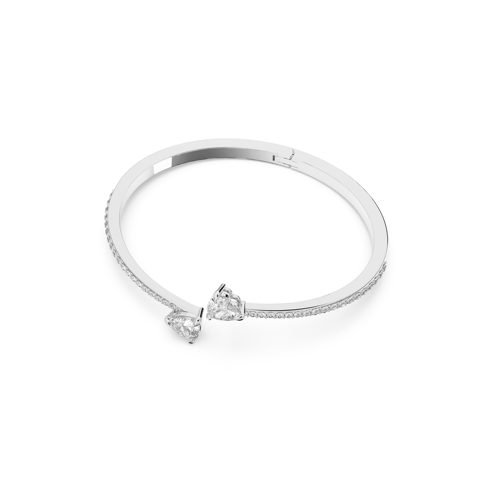 ATTRACT SOUL HEART BANGLE, WHITE SWAROVSKI CRYSTALS, RHODIUM PLATED