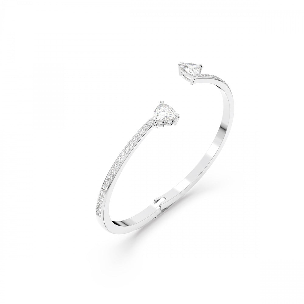 ATTRACT SOUL HEART BANGLE, WHITE SWAROVSKI CRYSTALS, RHODIUM PLATED