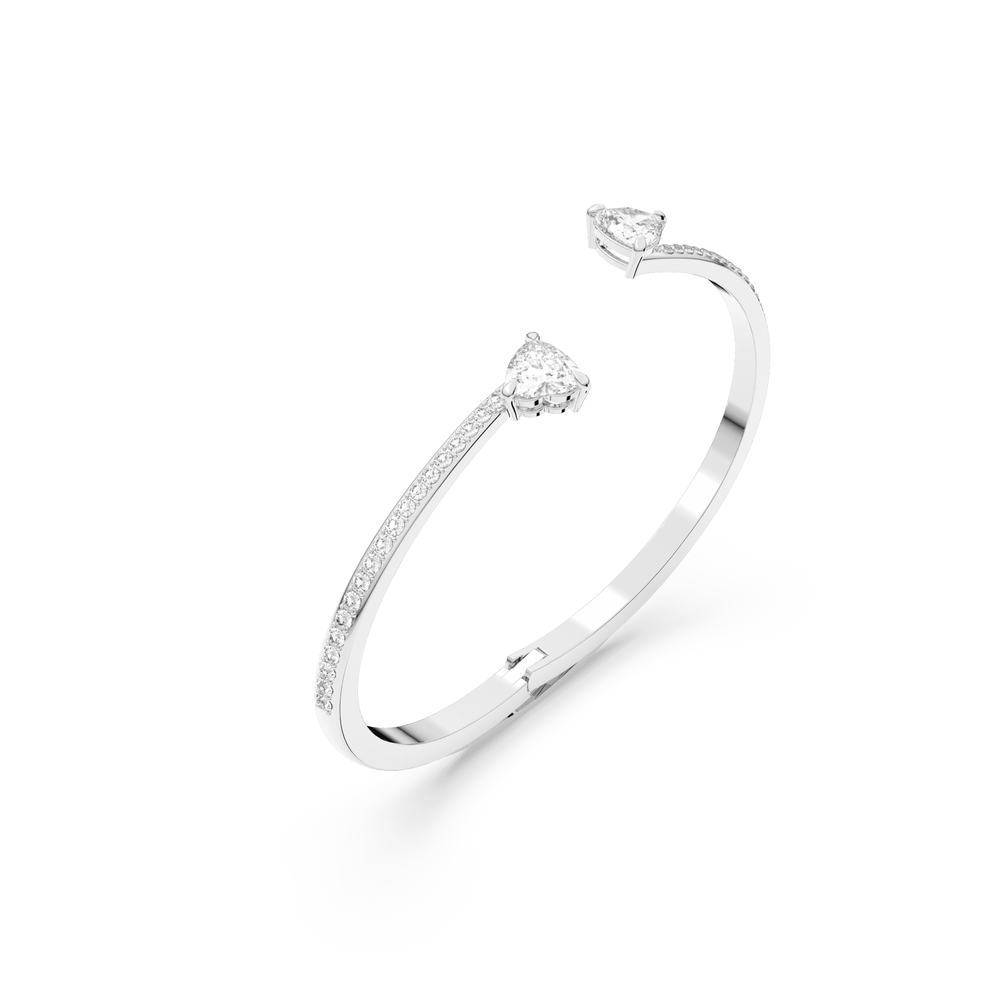 ATTRACT SOUL HEART BANGLE, WHITE SWAROVSKI CRYSTALS, RHODIUM PLATED