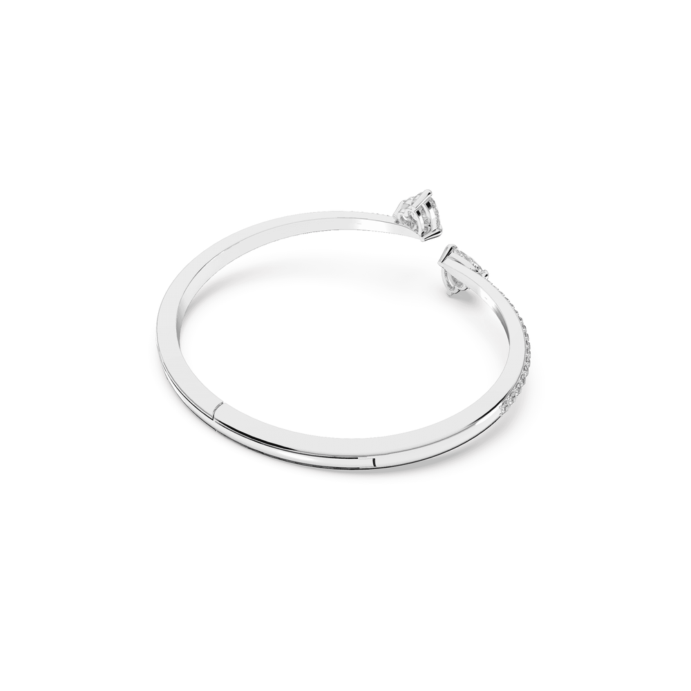 ATTRACT SOUL HEART BANGLE, WHITE SWAROVSKI CRYSTALS, RHODIUM PLATED