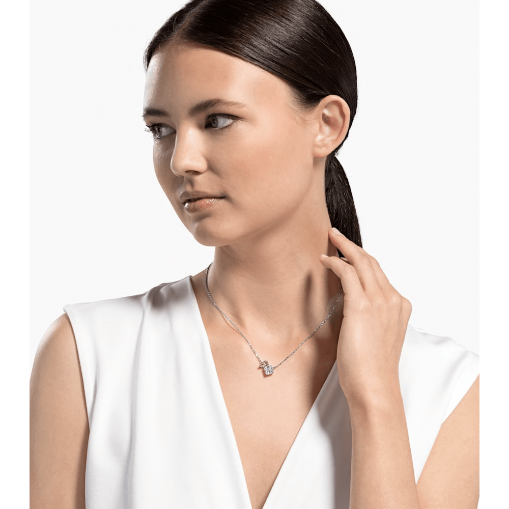 ATTRACT SOUL NECKLACE, PINK SWAROVSKI CRYSTALS, RHODIUM PLATED