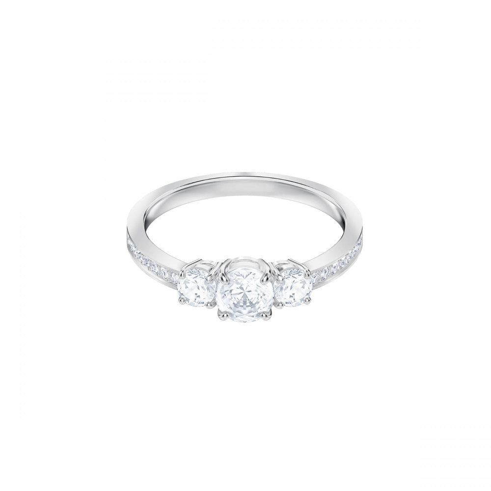 ATTRACT TRILOGY ROUND RING, WHITE, RHODIUM PLATED