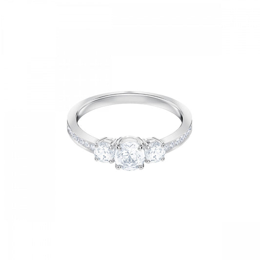 ATTRACT TRILOGY ROUND RING, WHITE, RHODIUM PLATED