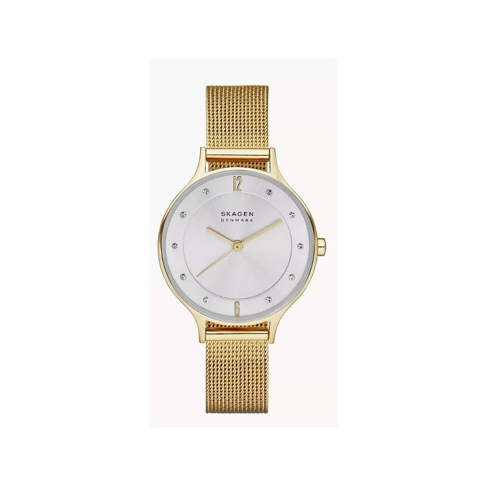 Anita Lille, Silver Dial, Gold-Toned Ladies Steel Mesh Watch