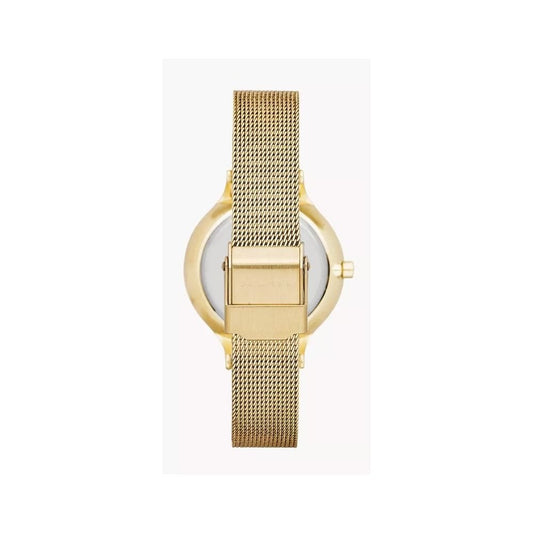Anita Lille, Silver Dial, Gold-Toned Ladies Steel Mesh Watch