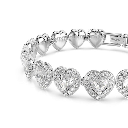 Ariana Grande x Swarovski Tennis bracelet Mixed cuts, Heart, White, Rhodium plated