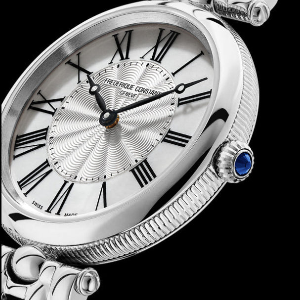 Frederique Constant Classics Art Deco Mother of Pearl & Guilloche Dial Quartz Ladies Stainless Steel Watch