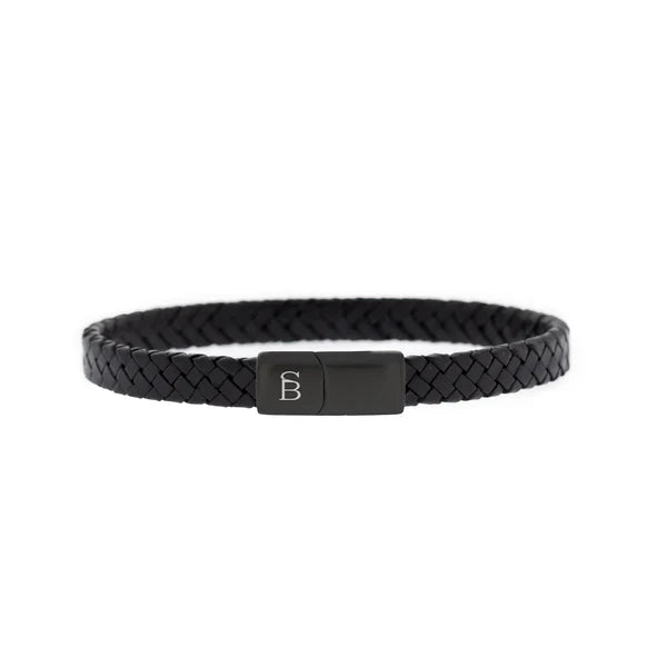STEEL AND BARNETT RILEY BLACK LEATHER BRACELET