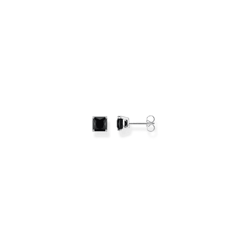 BLACK STONE STERLING SILVER STUD EARRINGS