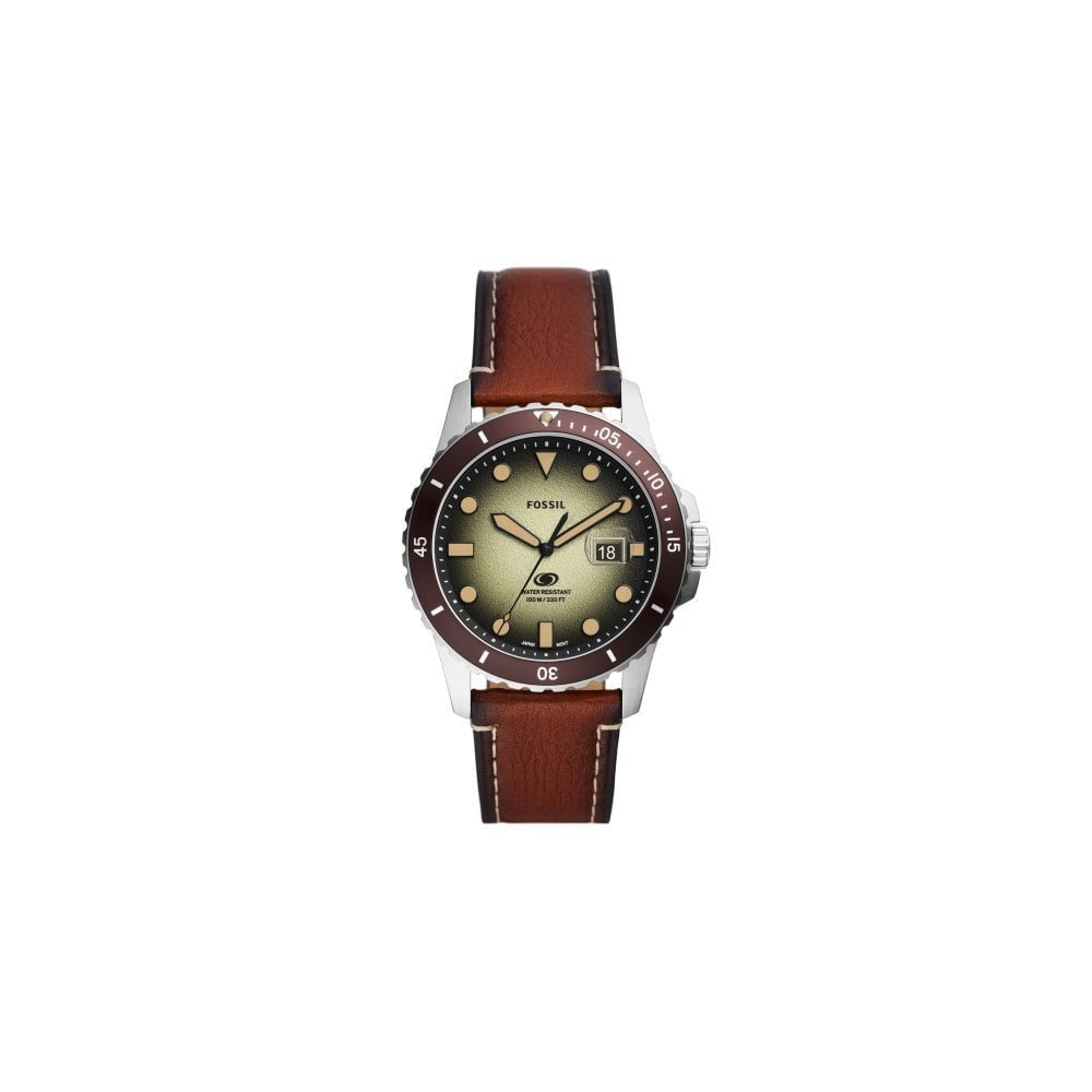 BLUE BROWN LEATHER GENTS WATCH