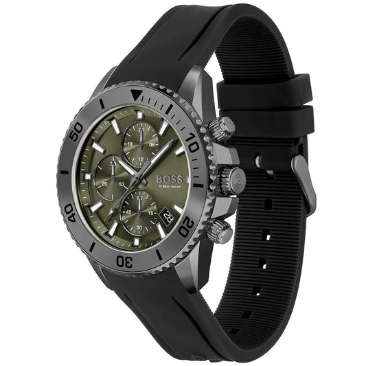 BOSS ADMIRAL CHRONOGRAPH OLIVE GREEN DIAL STAINLESS STEEL WATCH