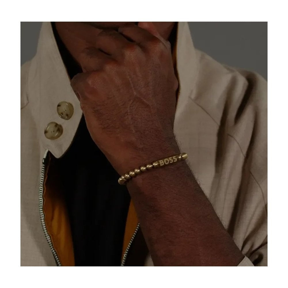 BOSS BEADED SPHERE GOLD STAINLESS STEEL BRACELET