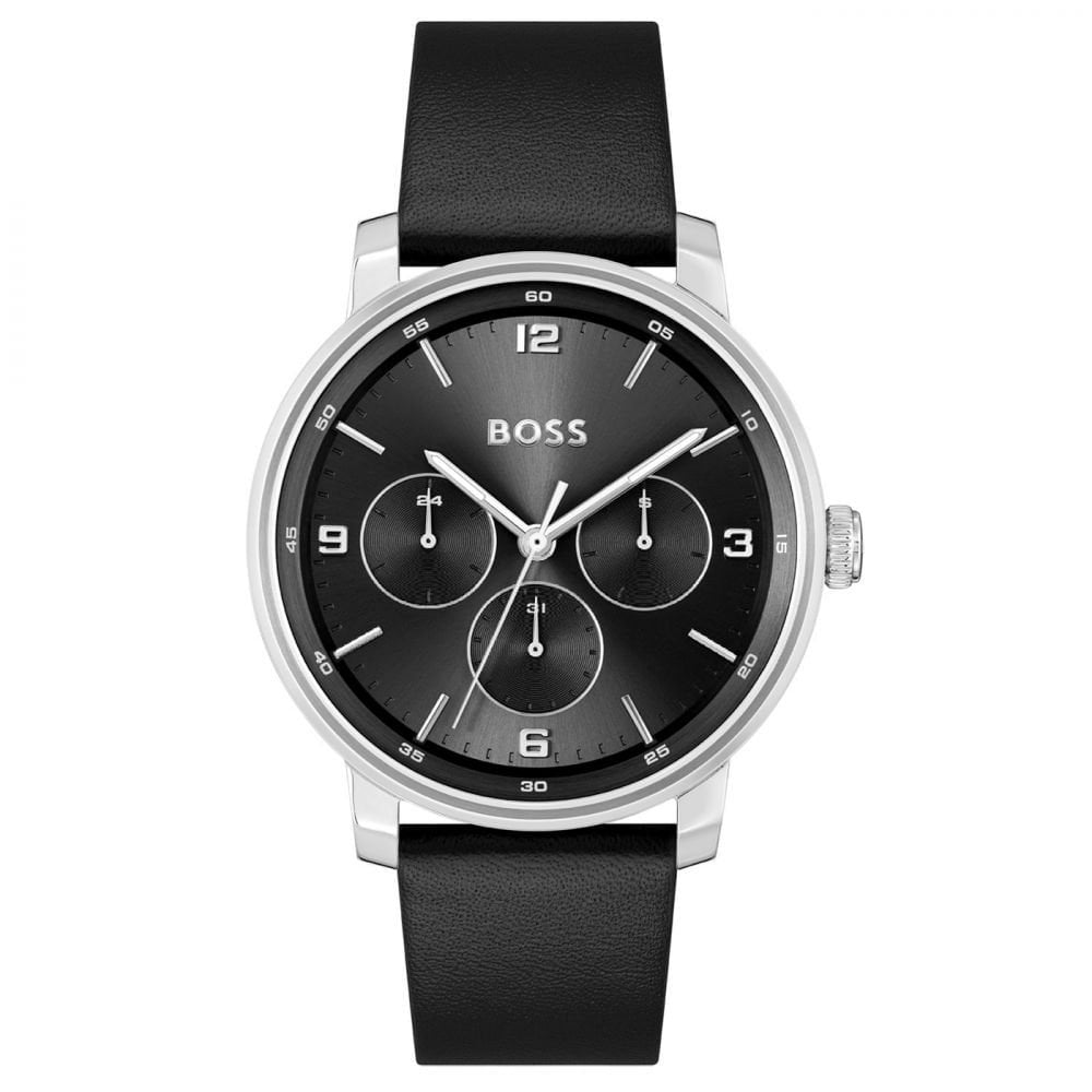 BOSS CONTENDER BLACK LEATHER CHRONOGRAPH WATCH