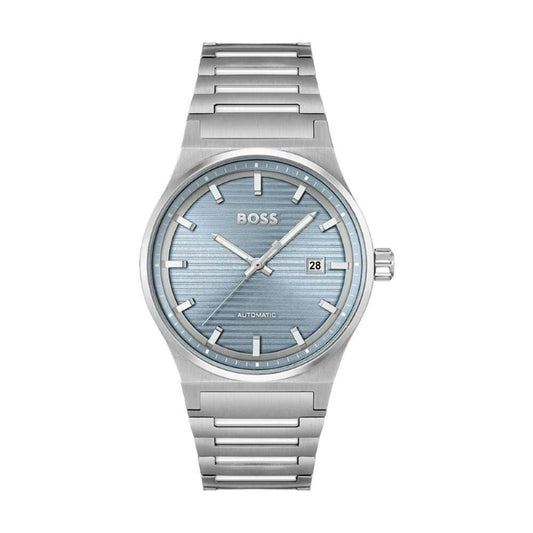 BOSS Candor Auto 41mm Light Blue Dial 3 Hands Steel Bracelet Watch