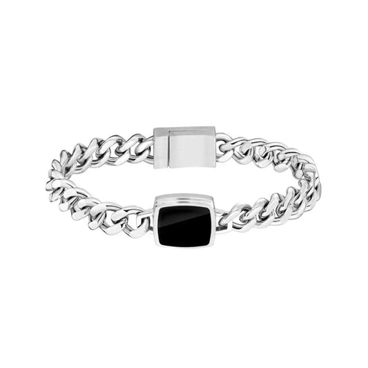 BOSS JEWELLERY MEN'S ODELL STAINLESS STEEL BRACELET WITH BLACK ONXY