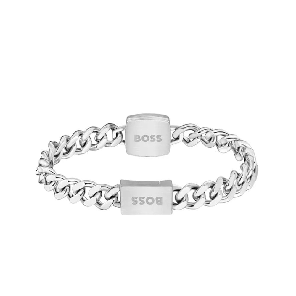 BOSS JEWELLERY MEN'S ODELL STAINLESS STEEL BRACELET WITH BLACK ONXY