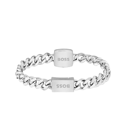 BOSS JEWELLERY MEN'S ODELL STAINLESS STEEL BRACELET WITH BLACK ONXY