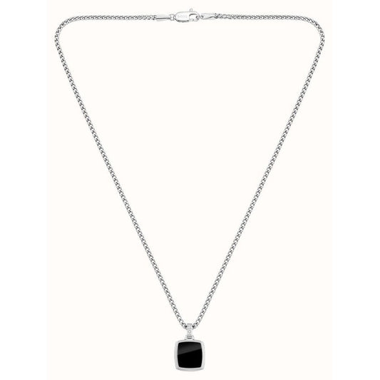 BOSS JEWELLERY MEN'S ODELL STAINLESS STEEL NECKLACE WITH BLACK ONXY